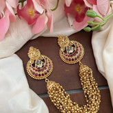 Premium Lakshmi Jada Billai with Golden Pearl Maatil-Bun Billai-Red Green-G13094